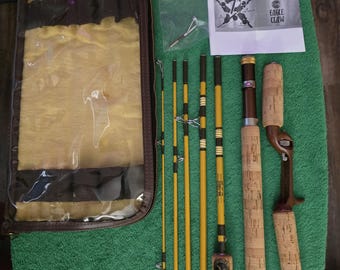 Wright Mc Gill Trailsmaster No.VM8TM 8pc. 5 way rod vintage 6' 9" spin/fly combo backpack fishing rod factory zippered padded carrying case