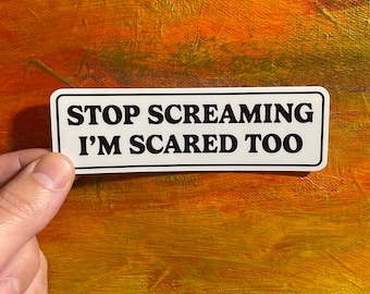 Stop Screaming I'm Scared Too Sticker | Funny Aviation Bumper Sticker
