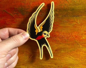 Traditional Swallow Tattoo Sticker | Waterproof Vinyl Decal