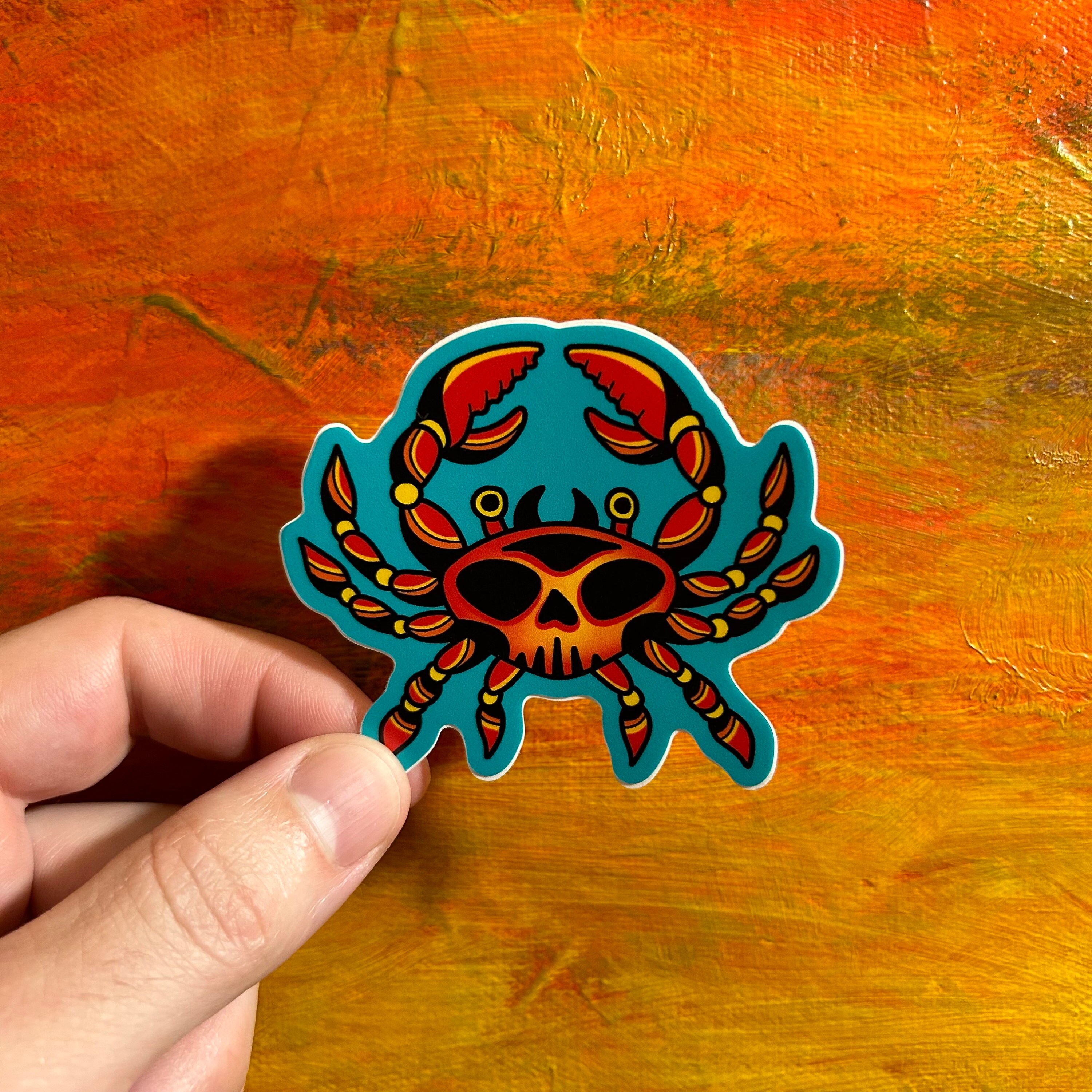 Skull Crab Laptop Sticker | Tropical Ocean Sticker | Waterproof Vinyl Sticker