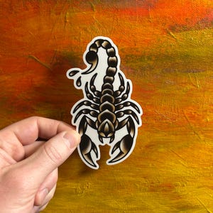 Sticker pour ordinateur portable scorpion | autocollant de tatouage | Autocollant en vinyle imperméable