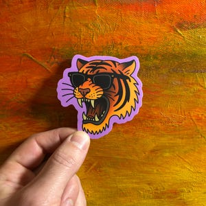 Rad Tiger Head Laptop Sticker | Tattoo Sticker | Waterproof Vinyl Sticker
