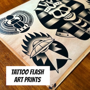 Tattoo Flash 11 x 17 Art Print | Traditional Tattoo Flash | Wall Print | Home Office Shop Decor