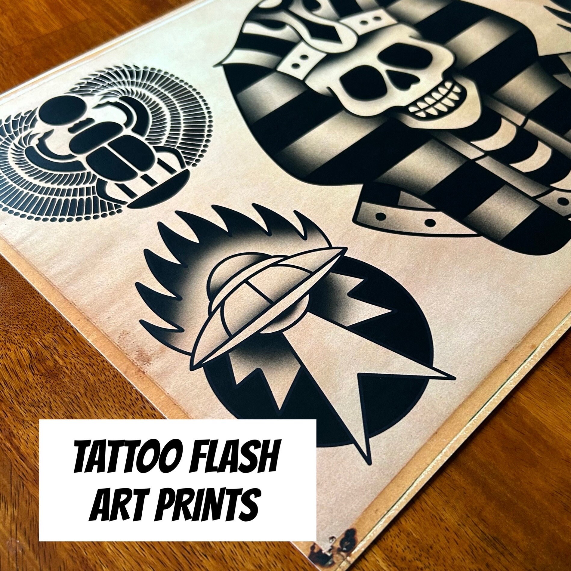 Tattoo Flash 11 x 17 Art Print | Traditional Tattoo Flash | Wydruk ścienny | Wystrój sklepu domowego biura