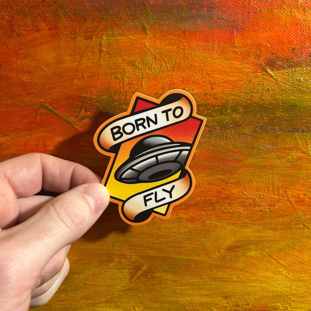 Born to Fly UFO Sticker | Waterproof Vinyl UAP Laptop Decal - Etsy