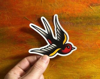 Traditional Swallow Tattoo Sticker | Waterproof Vinyl Decal