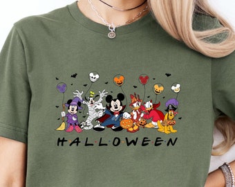 Custom Mickey And Friends Characters Halloween Group Shirt, Disney Crew Scary Mouse Tee, Mickey And Friends Halloween Tee, Disney Autumn