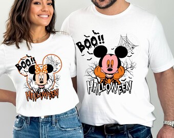 Boo Mickey Minnie Halloween Couple Shirts, Mickey Ghost Shirt, Minnie Ghost Shirt, Spooky Season Shirt, Disney Halloween, Retro Halloween
