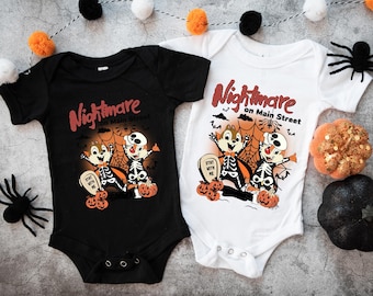 Nightmare on Main Street Shirt, Disneyland Halloween Tee, Spooky Skeleton & Pumpkin Halloween Shirt,  Disney Halloween Shirt, Halloween tee