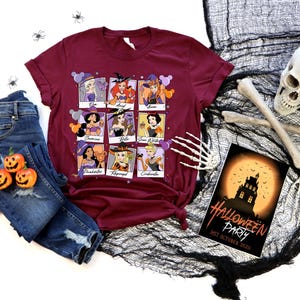 Halloween Disney Princess Shirt, Spooky Princess Tee,Disney Witch Snow White Cinderella Aurora Ariel Belle Elsa Tiana Shirt,Halloween Shirt