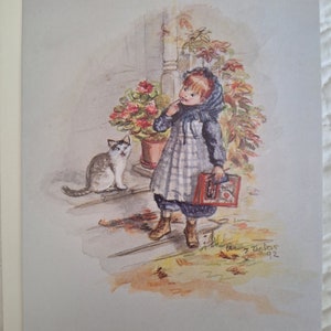 Biglietto vuoto Sweet Tasha Tudor (1993) bambina con il suo gatto.