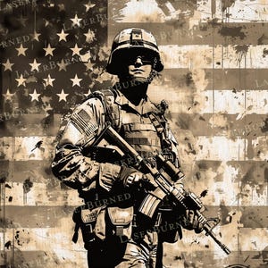 Laser Engrave PNG of a United States Marine with American Flag | 3D Illusion Burn | Digital Files for Illustrator, Photoshop, Lightburn