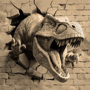 Laser Engrave PNG of a Tyrannosaurus Rex (T-Rex) | 3D Illusion Burn | Digital Files for Adobe Illustrator, Photoshop, Lightburn