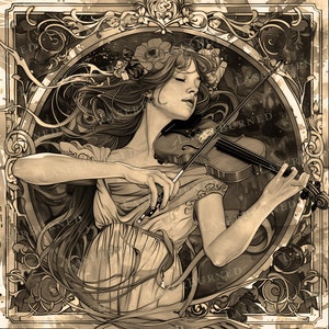 Laser Engrave PNG of a Woman Playing Violin | 3D Illusion Burn | Digital Files for Adobe Illustrator, Photoshop, Lightburn