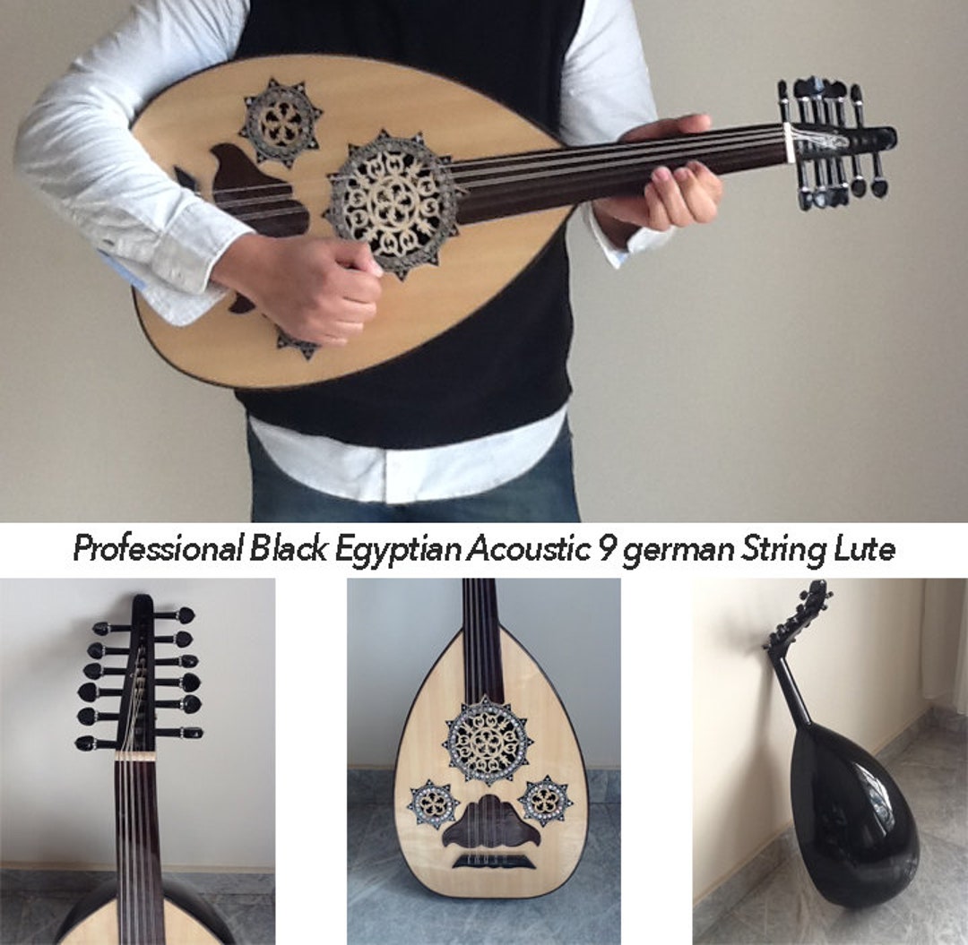 Professional Black Egyptian Acoustic 9 German String Lute Etsy