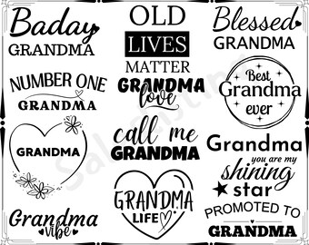 Paquete de abuela svg, nietos svg, bendita abuela svg, abuelos svg, mamá svg, abuela corazón svg, familia svg, nana svg
