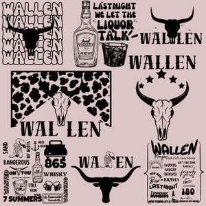 Wallen Bundle Svg,Png, Wallen Png, Western Cowboy Png, Wallen Bull Skull svg, Walen Bull Head Svg, Country Music, Wallen Bul