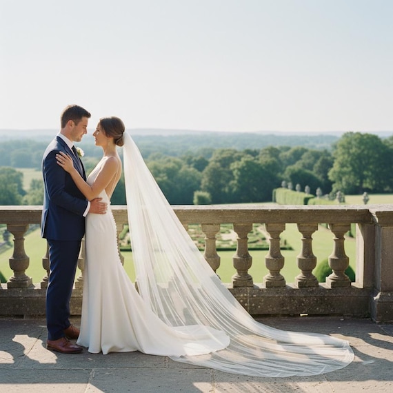 Single Tier Wedding Veil With Comb: Ivory or White  display picture 1