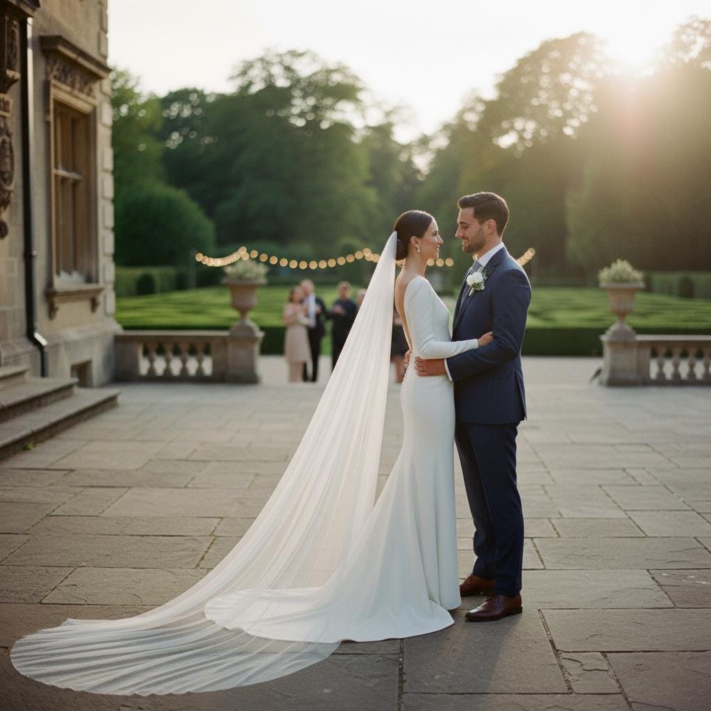 Single Tier Wedding Veil With Comb: Ivory or White  display picture 1