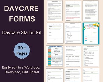 Daycare Starter Kit: 60+ Daycare Forms & Templates (Digital Download)