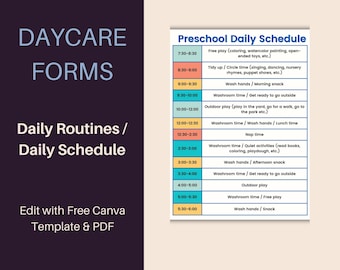 Daycare Schedule, Classroom Schedule Editable, Daycare Schedule Template, Preschool Routine, Classroom Schedule, Child Routine Chart