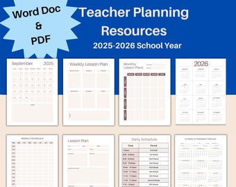 2025-2026 Teacher Planner: Homeschool Lesson Plans (Word Doc & PDF)