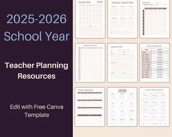 2025-2026 Teacher Planner: Canva Lesson Plan Templates (Digital Download)