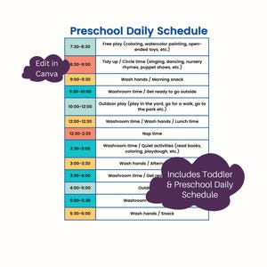Daycare Schedule, Classroom Schedule Editable, Daycare Schedule ...