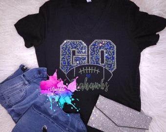 Bitte lesen Sie die Beschreibung Hawks Ball Strass Fußball Go Hawks Go Team Hawks-Liebhaber Hawks-Fans Crystallized Tee