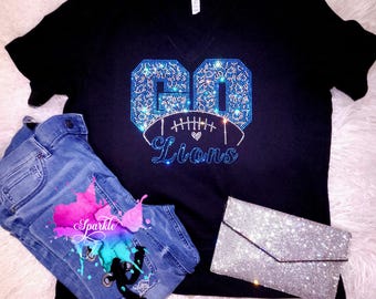 POR FAVOR LEA LA DESCRIPCIÓN - Camiseta de fútbol con diamantes de imitación, camiseta de los Detroit Lions, ropa para aficionados con cristales