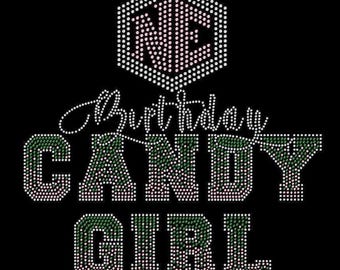 PLEASE READ DESCRIPTION Crystallized Birthday Candy Girl T-Shirt: Rhinestone Top