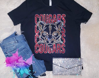 LEES DE BESCHRIJVING Cougars Mascot-T-shirt: Team Spirit Bling Crystallized Design
