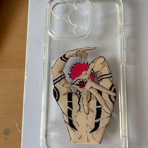 Handmade Sukuna Phone Case | Acrylic Painted | iPhone 14 and 13  Pro Compatible | Jujutsu Kaisen Art | King of Curses Custom Phone Cover