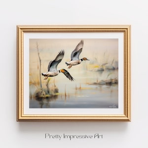 Ducks Print, Flying ducks, Duck Hunting, Duck Watercolor, Duck Bird Decor, Duck Wall Art, Hunting Decor, Duck Art Print | 0126