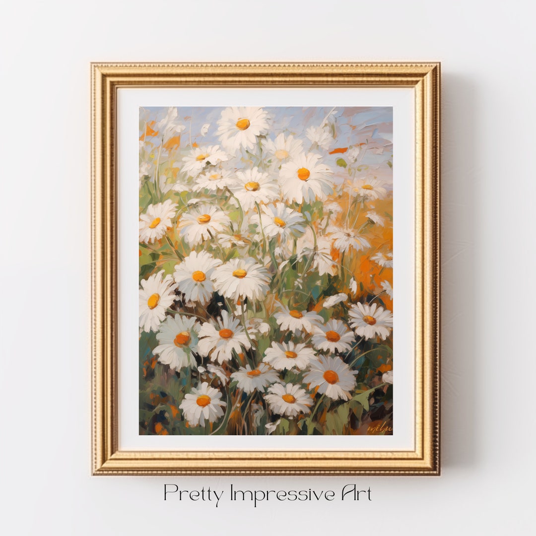 Daisy Print, Wild Flowers, Daisy Flower Art, Daisy Painting, Peaceful ...