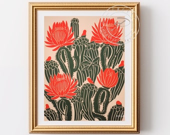 Mexico Wall Art, Cactus Wall Art, Vintage Wall Art, Boho Wall Decor, Cactus Print, Muted Lighter Colors, DIGITAL DOWNLOAD | 0137
