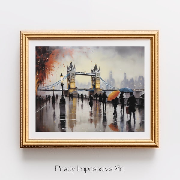 London art poster, Building painting London city, tower bridge tower bridge print, London Tower bridge, frame TV art vintage | 0120