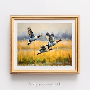 Ducks Print, Flying ducks, Duck Hunting, Duck Watercolor, Duck Bird Decor, Duck Wall Art, Hunting Decor, Printable Duck Art | 0128