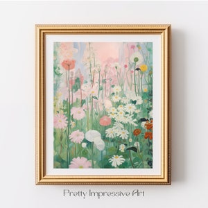 French Country Cottage Landscape, Flower Garden, Painting French Antique Garden, Impressionist Landscapes, cottagecore decor | 0675