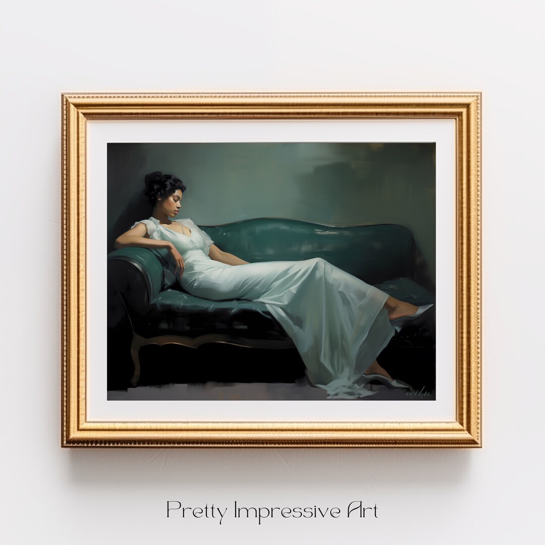 Above Sofa Art, Feminine Figure Art, Sofa Painting, Decadent Young ...