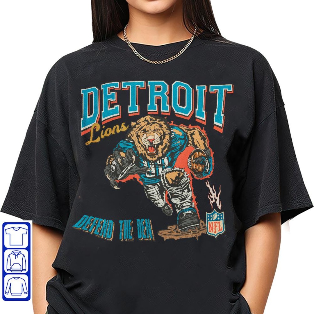 Sweat à Capuche Detroit Lions "Defend The Den" - Taille S à 5XL - Unisexe - Marque Gildan