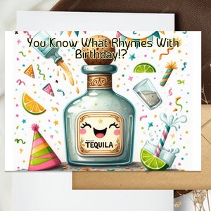Tequila Birthday Card Funny Printable Digital Download Greeting Cards Gift Idea For Him / For Her