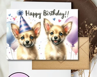 Chihuahua Birthday Card Cute Printable Digital Download Greeting Gift For Dog Lovers