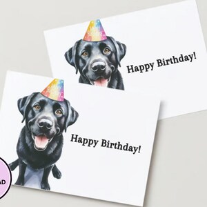 Black Labrador Birthday Card: Watercolor Dog Greetings - 