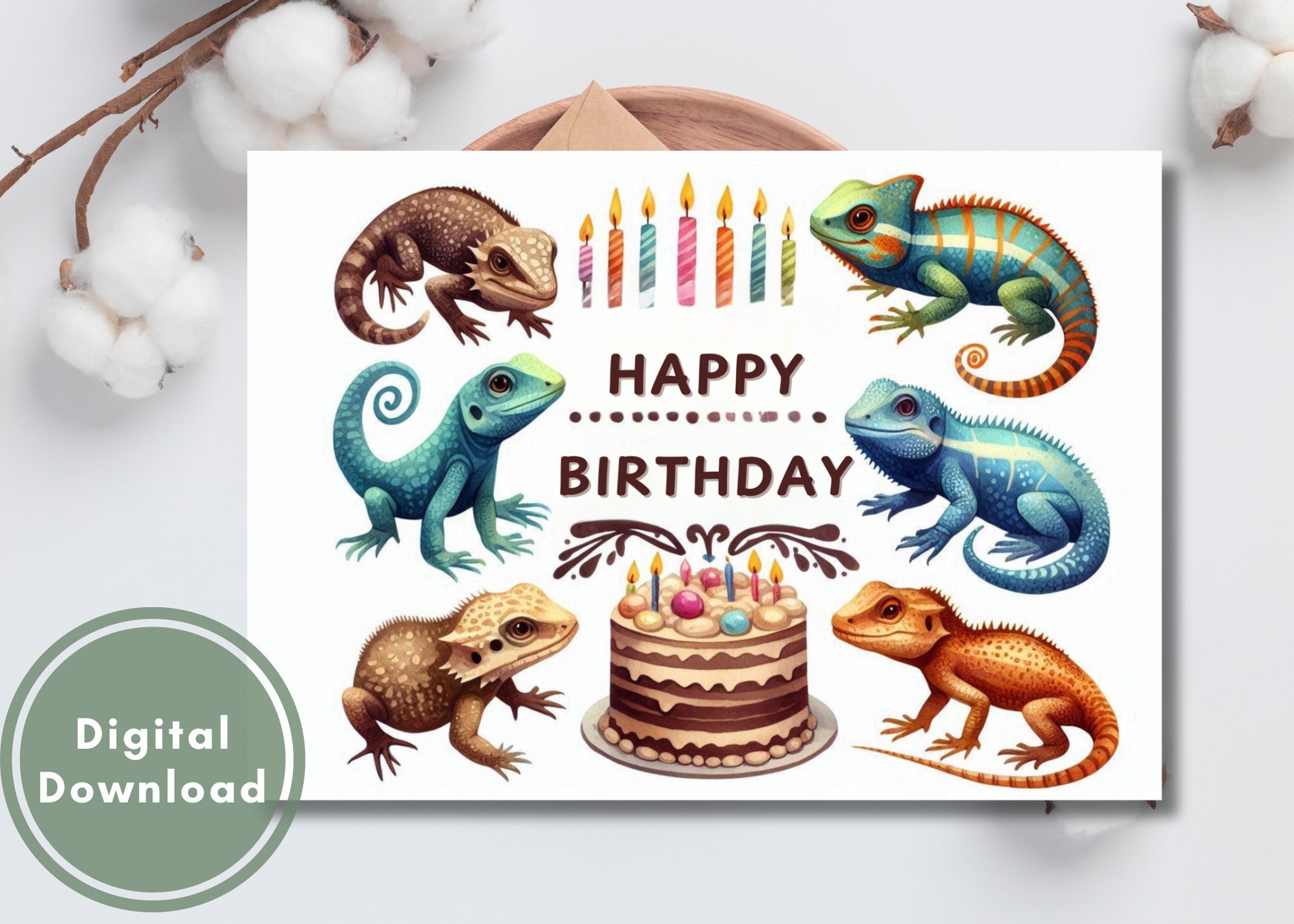 Congratulations Lizard Lizard Birthday Card, Reptile Design (digital Download) - Etsy