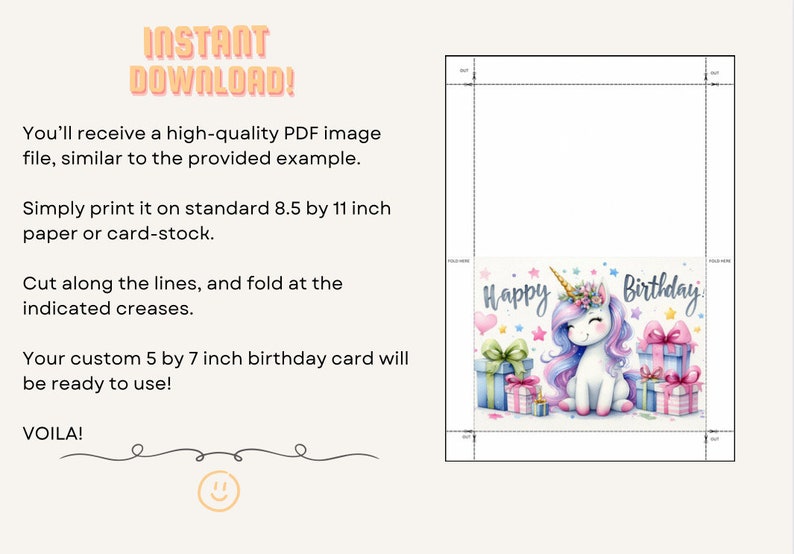 Unicorn Birthday Card Printable Greeting Gift Idea for Her - Etsy