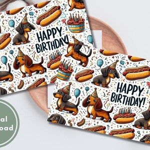 Funny Dachshund Birthday Card Digital Download Dog Greeting Cards ...