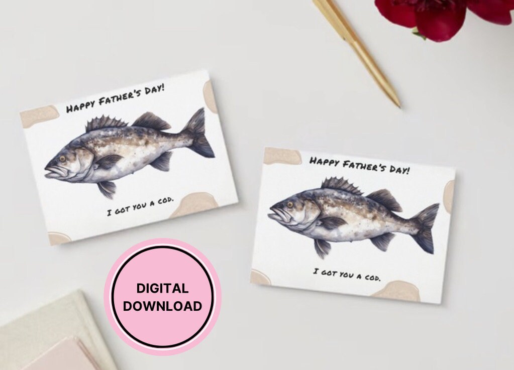 Funny Cod Fathers Day Card Printable Digital Download Greeting Gift for ...