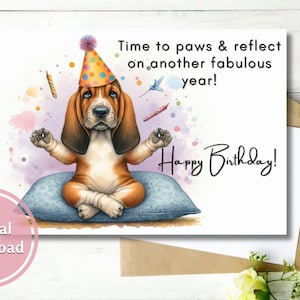 Adorable Beagle Birthday Card Printable Digital Download Greeting Gift for Dog Lovers