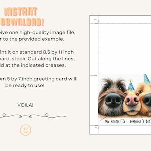 Funny Dog Birthday Card - Printable Digital Download Greeting Gift for ...